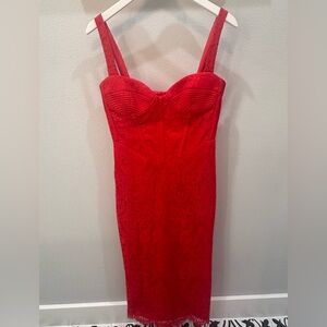 Bardot Strapless Red Dress